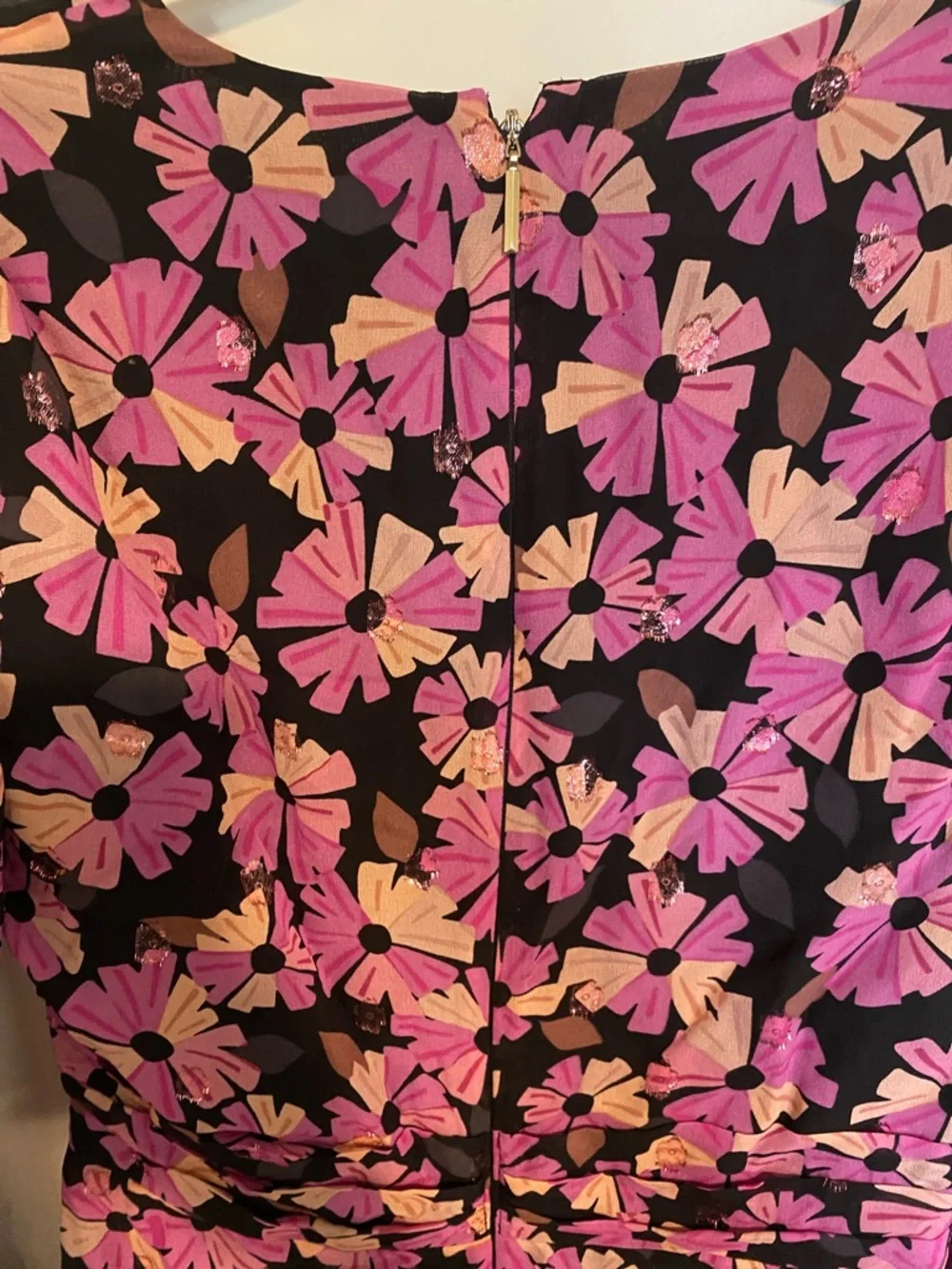 kate spade Black and Pink Floral Long-Sleeve Wrap Dress